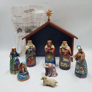 Jim Shore Away in a Manger Mini Nativity 9PC Set Heartwood Creek by Enesco 2012